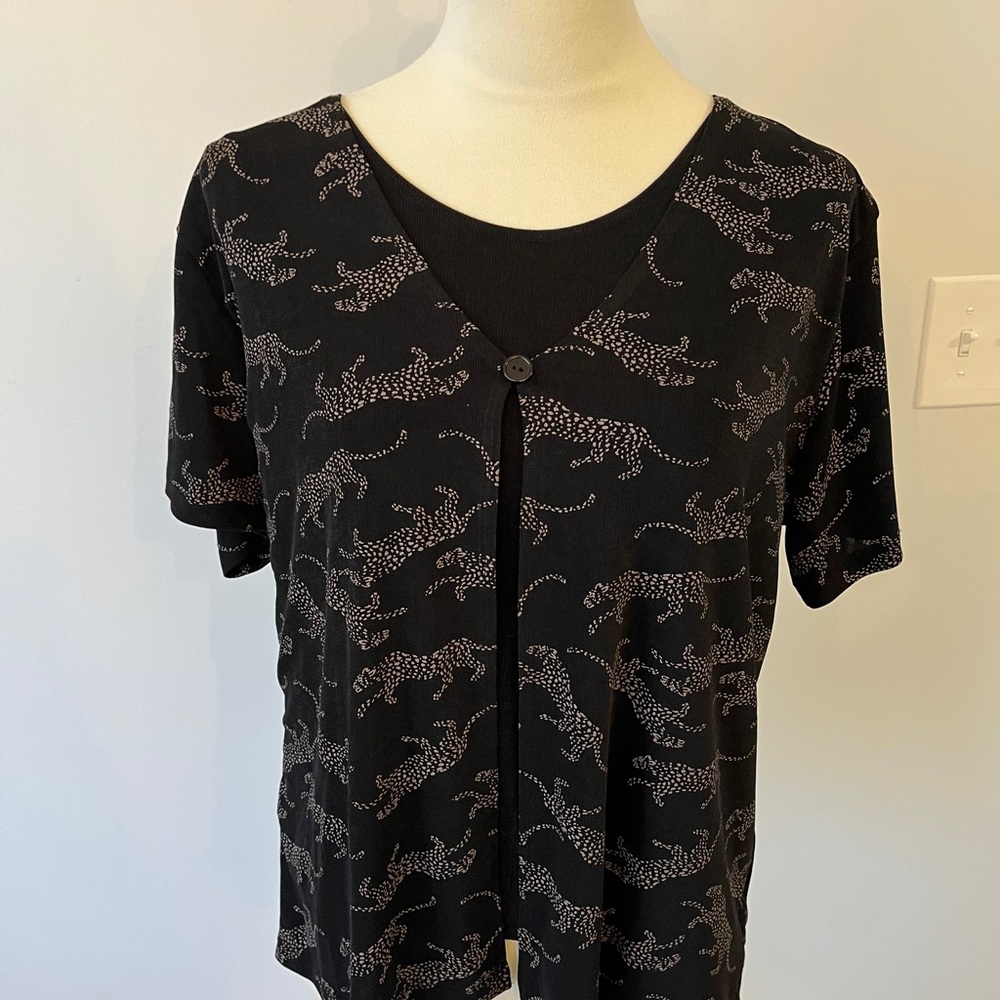 Impressions Black jaguar  Blouse vintage women’s size large